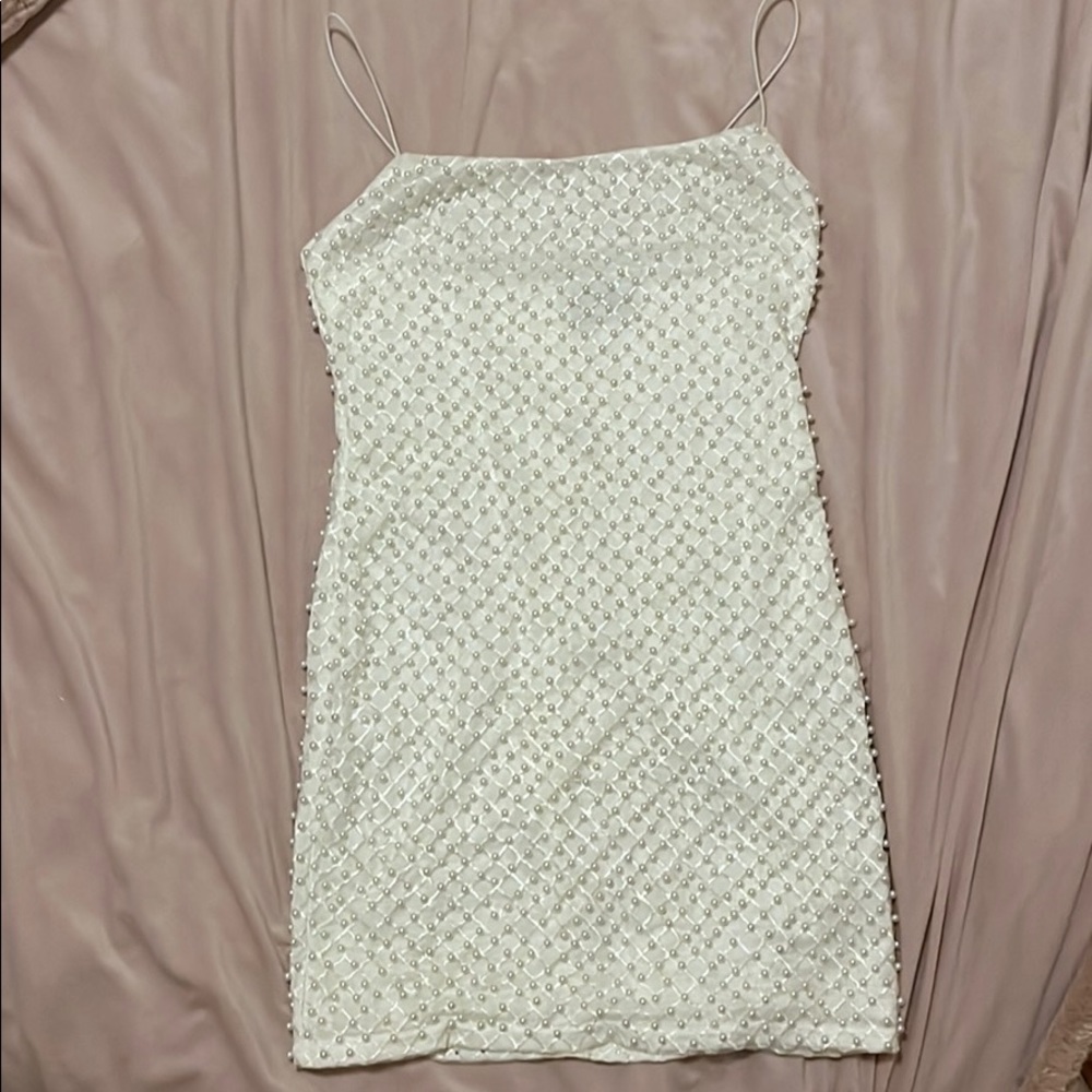 White Pearl Mini Dress